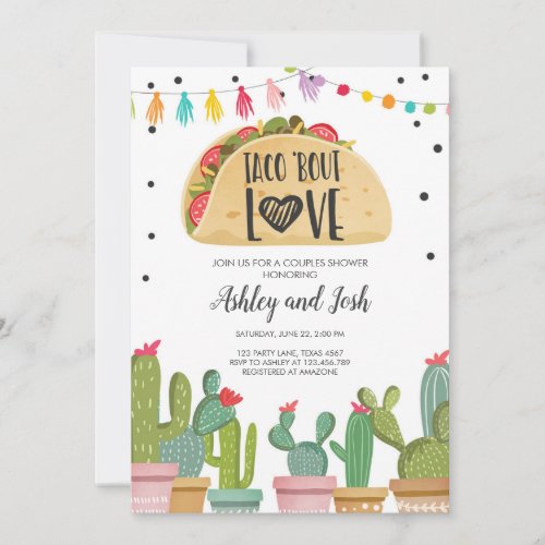 Taco Bout Love Fiesta Couples Shower Invite Cactus