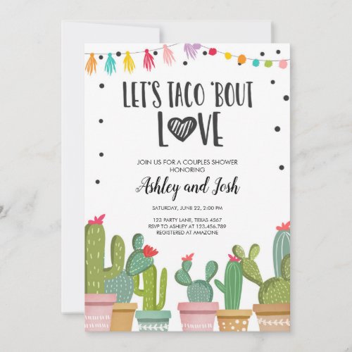 Taco Bout Love Fiesta Couples Shower Invite Cactus