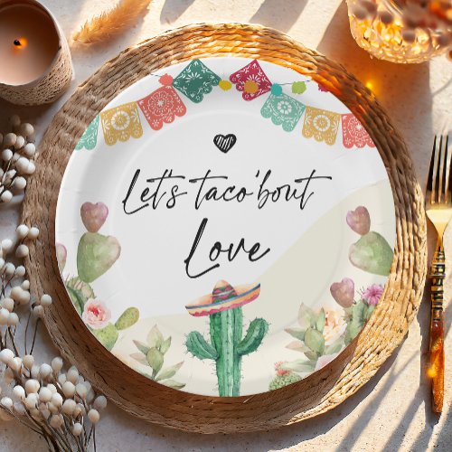 Taco Bout Love Fiesta Watercolor Cactus Shower Paper Plates