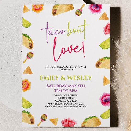 Taco Bout Love Fiesta Wedding Couples Shower Invitation