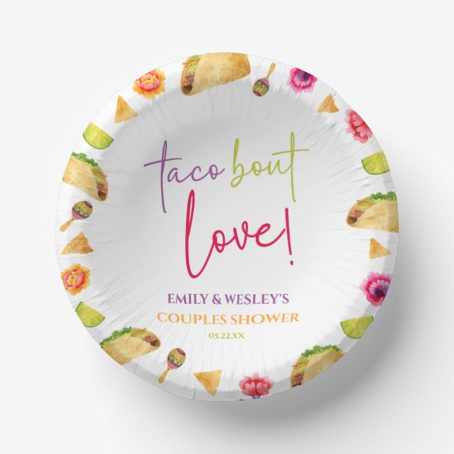 Taco Bout Love! Fiesta Wedding Couples Shower Paper Bowls (Front)