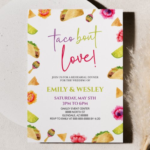 Taco Bout Love Fiesta Wedding Rehearsal Dinner Invitation