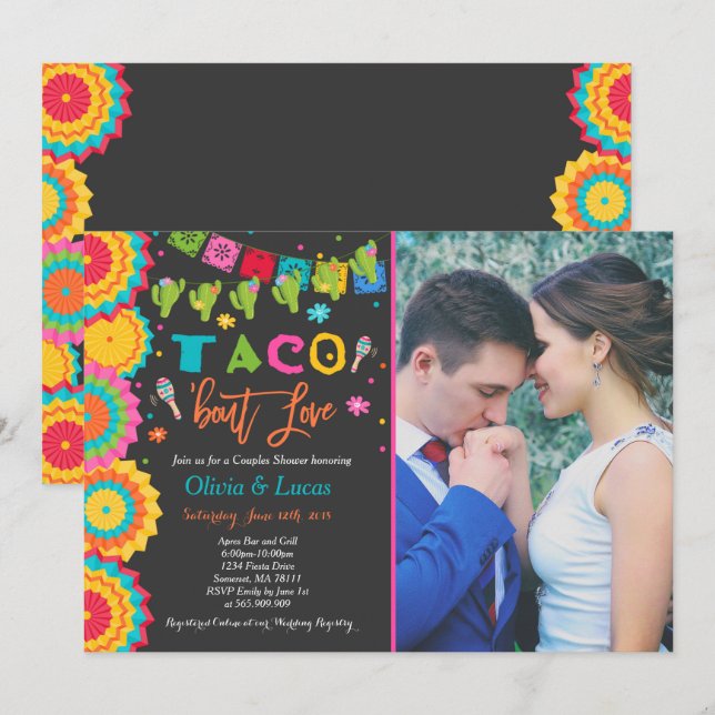 Taco Bout Love Invitation Couples Fiesta Shower (Front/Back)