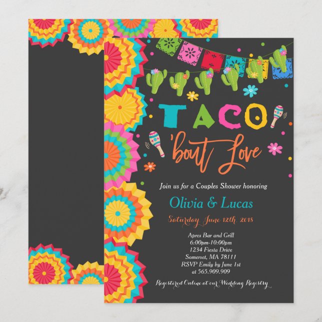 Taco Bout Love Invitation Couples Fiesta Shower (Front/Back)