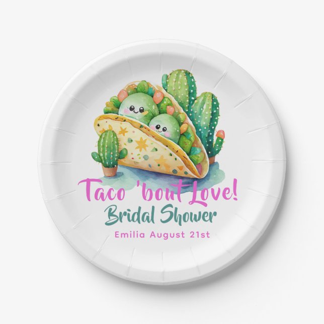 Taco 'Bout Love! Last Party Bridal Shower Paper Plates (Front)