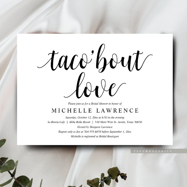 taco bout love, Modern Bridal Shower Invitation (Taco bout love, Modern Bridal Shower Party Celebration Invitation Card)