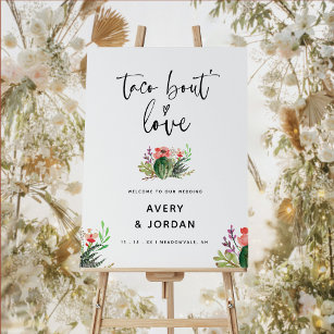 Taco Bout Love Modern Cactus Wedding Welcome Sign