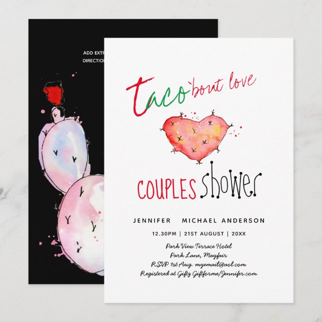 TACO BOUT LOVE Modern Fun Wedding Fiesta Invitation (Front/Back)