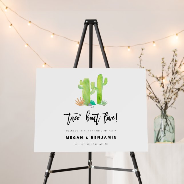 Taco Bout Love Succulent Engagement Party Welcome Foam Board (In Situ (Stand))