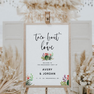 Taco Bout Love Watercolor Engagement Party Welcome Foam Board