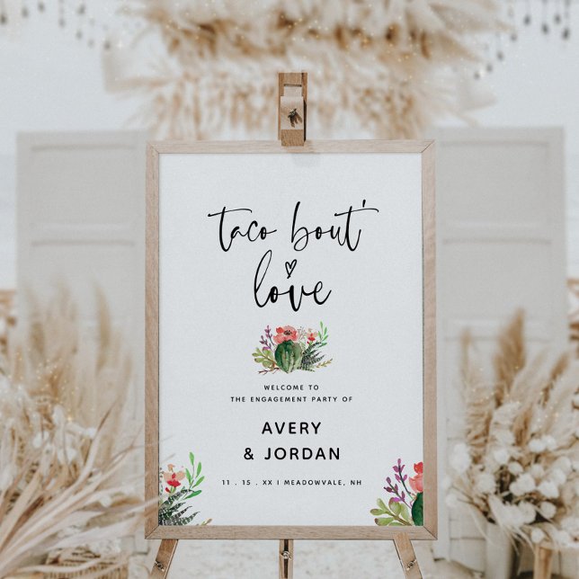 Taco Bout Love Watercolor Engagement Party Welcome Foam Board (Creator Uploaded)