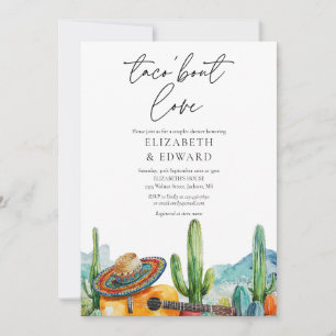 Taco Bout Love Watercolor Photo Couples Shower Invitation