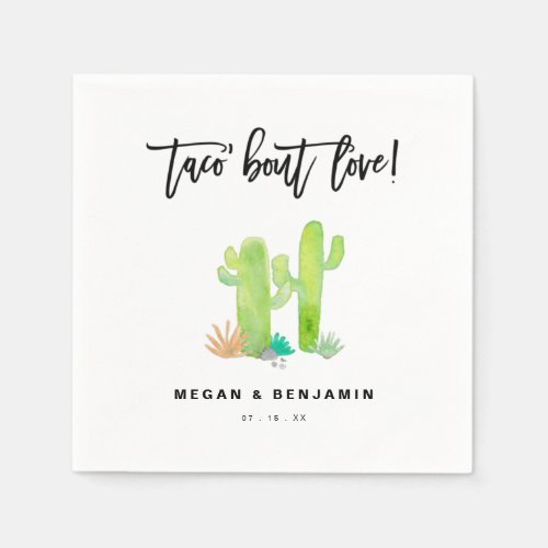 Taco Bout Love Watercolor Succulent Wedding  Napkins