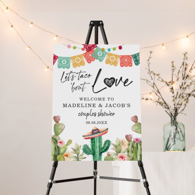 Taco Bout Love Welcome Sign Fiesta Cactus Shower (In Situ (Stand))