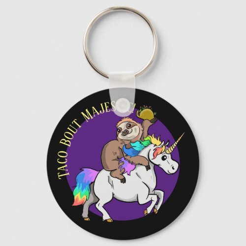 Taco Bout Majestic Sloth Riding Unicorn Keychain