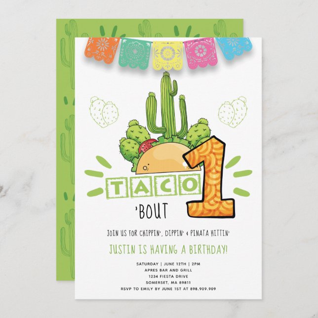 Taco Bout One | First Birthday Fiesta Invitation (Front/Back)