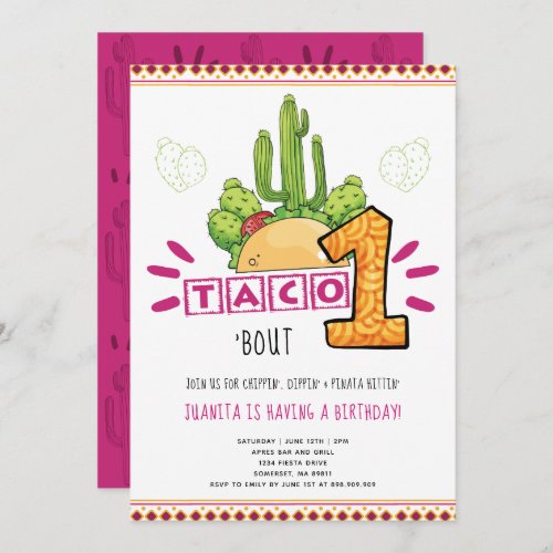 Taco Bout One  First Birthday Fiesta Pink Invitation