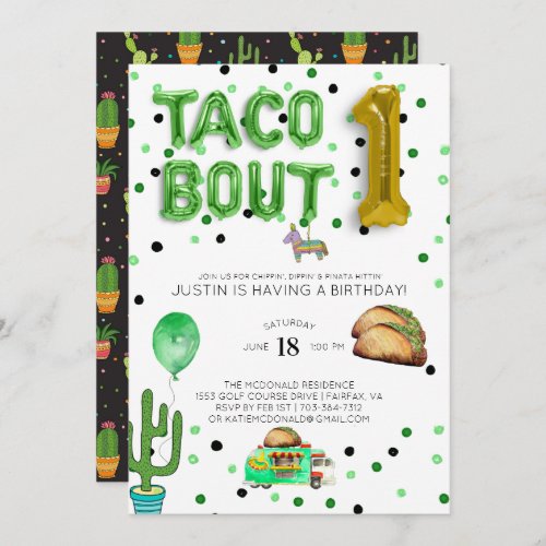 Taco Bout One  First Birthday Invitation
