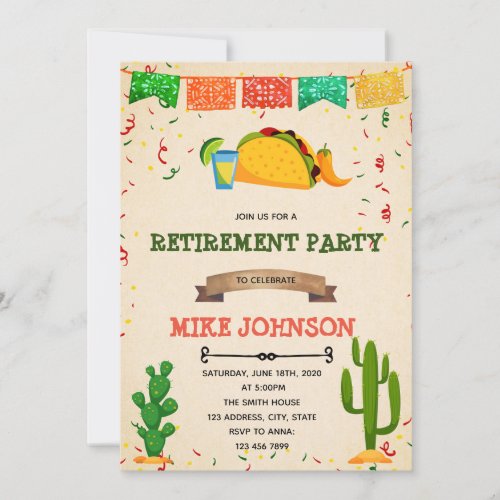 Taco Bout Retirement party invitation