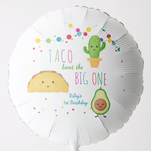 Taco bout the big one - fiesta theme birthday balloon (Front)