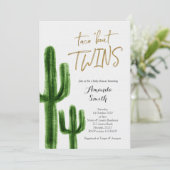 Taco bout twins Cactus baby Shower Invite card (Standing Front)