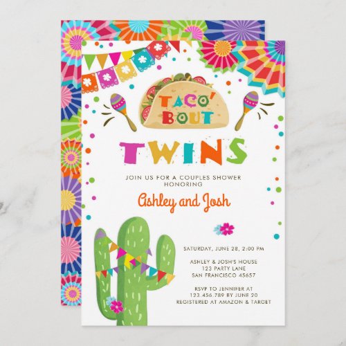 Taco Bout Twins Fiesta Baby Shower Invitation