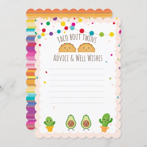 Taco bout Twins Fiesta theme Advice  Well wishes Invitation