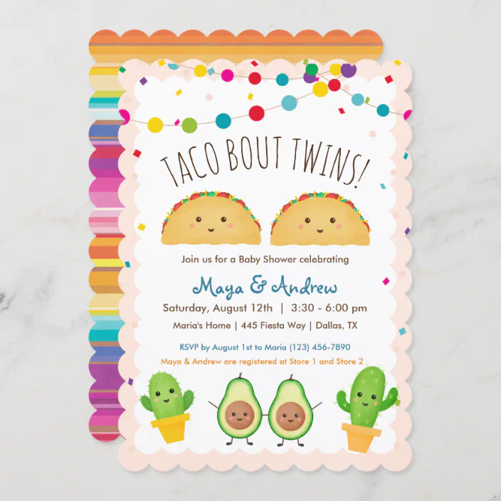 Taco Bout Twins Fiesta Theme Twin Baby Shower Invitation Zazzle Com