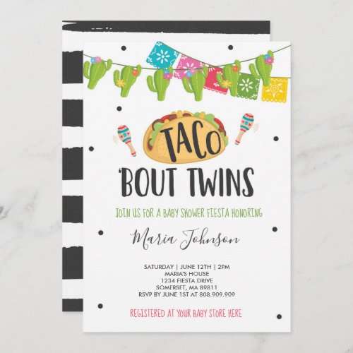 Taco Bout Twins Fiesta Twin Baby Shower Invitation