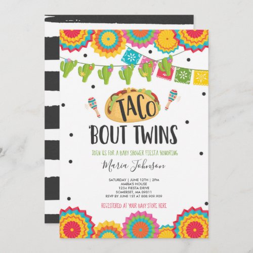 Taco Bout Twins Fiesta Twin Baby Shower Invitation
