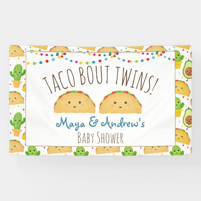 Taco Bout Twins Welcome Banner Colorful & Cute! (Horizontal)