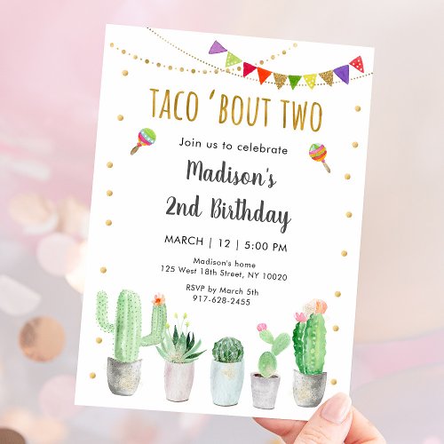 Taco Bout Two Fiesta 2nd Birthday Invitation