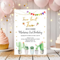 Taco 'Bout Two Gold Fiesta Birthday Invitation