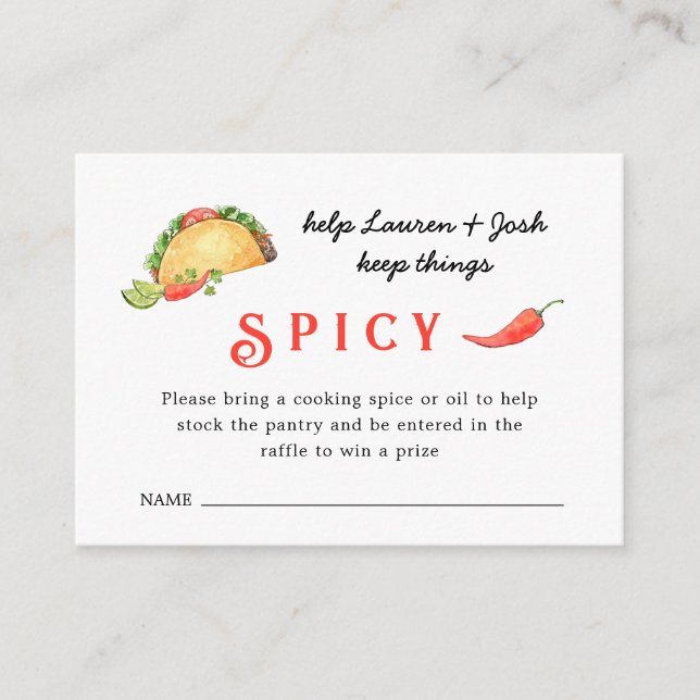 Taco Bridal shower raffle tickets Enclosure Card (Front)