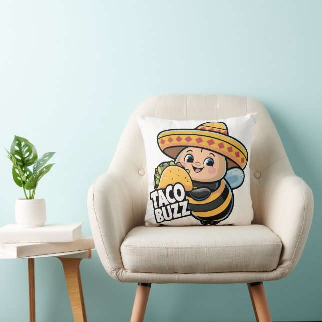 Taco Buzz Bumble Bee Throw Pillow (Chair)