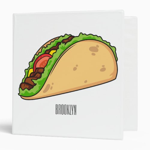 Taco cartoon illustration 3 ring binder