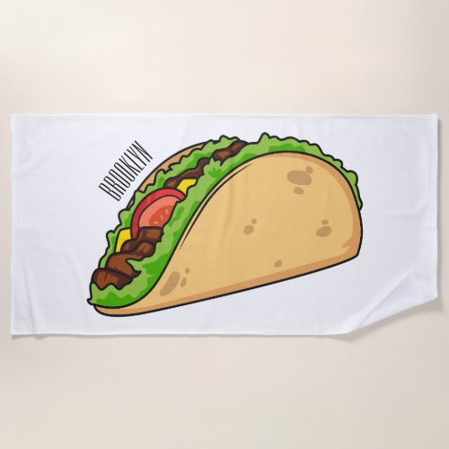 Taco cartoon illustration beach towel