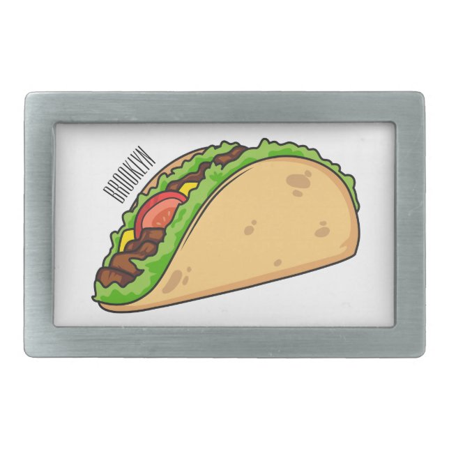 Taco cartoon illustration belt buckle (Front)