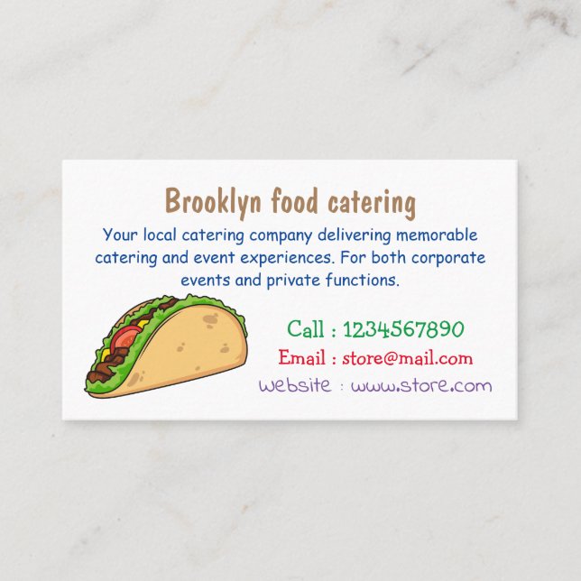 Taco cartoon illustration business card (Front)