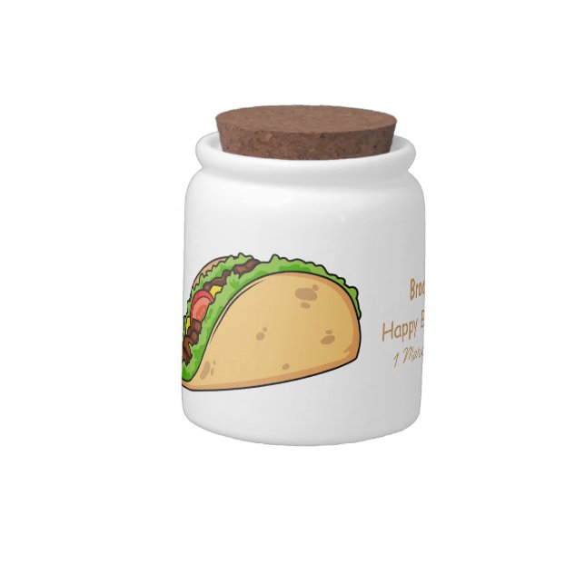 Taco cartoon illustration candy jar (Left)