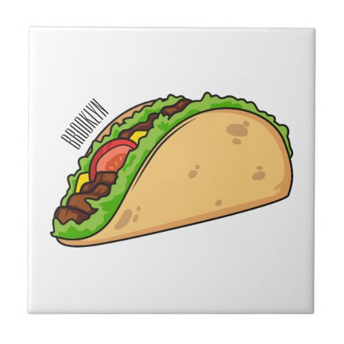 Taco cartoon illustration ceramic tile