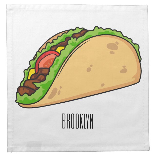 Taco cartoon illustration cloth napkin (Front)