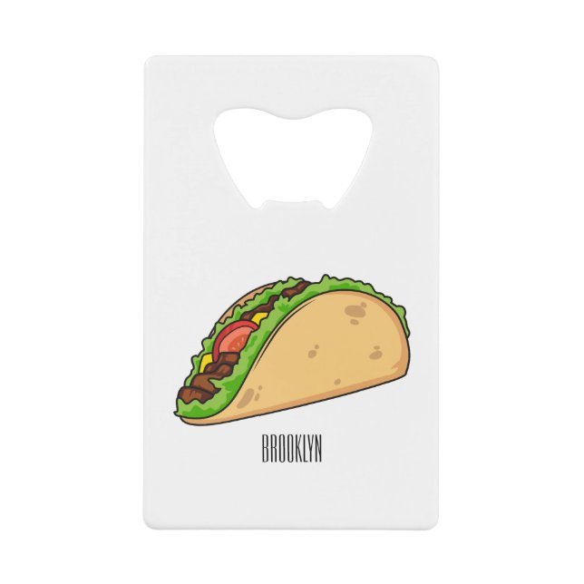 Taco cartoon illustration credit card bottle opener (Front)