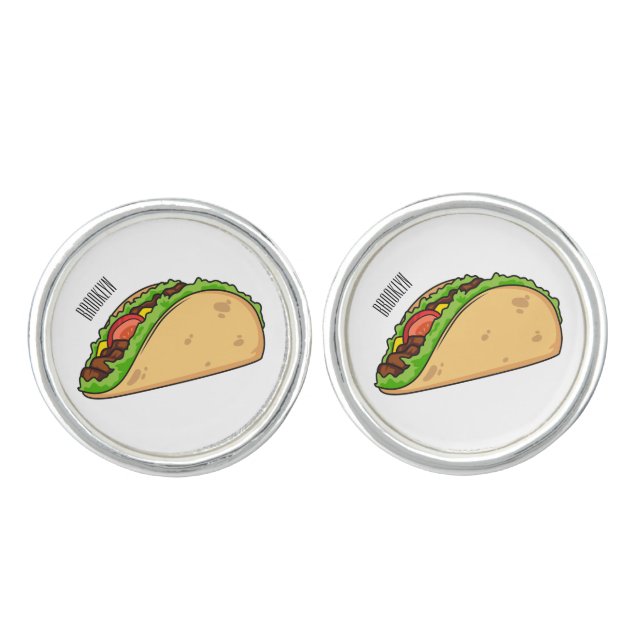 Taco cartoon illustration  cufflinks (Front)