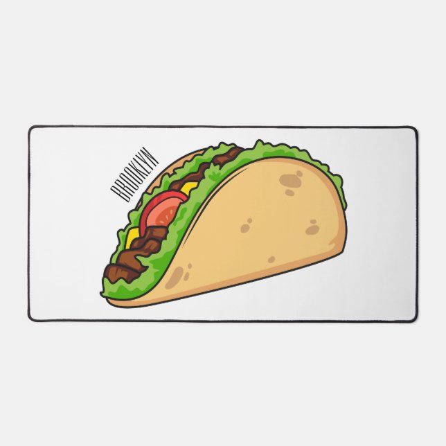 Taco cartoon illustration desk mat (Front)