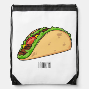Taco cartoon illustration drawstring bag