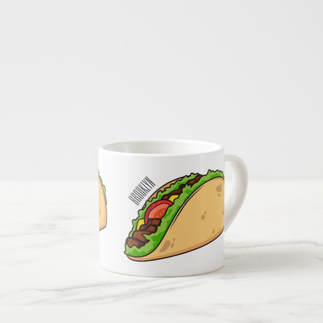 Taco cartoon illustration espresso cup (Front Right)