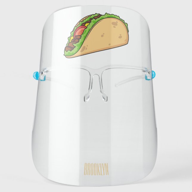 Taco cartoon illustration face shield (Front)