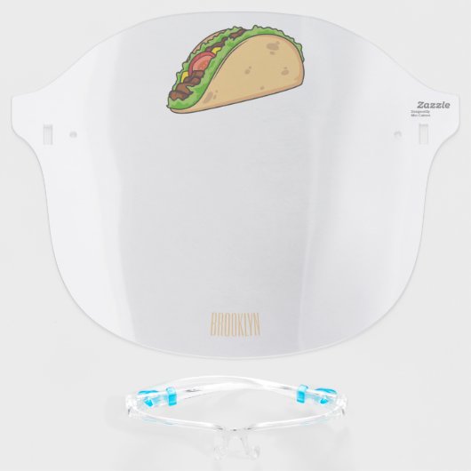 Taco cartoon illustration face shield (Front w/Glasses)