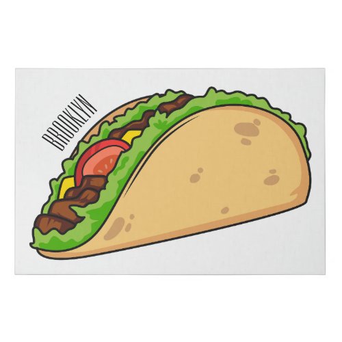 Taco cartoon illustration  faux canvas print